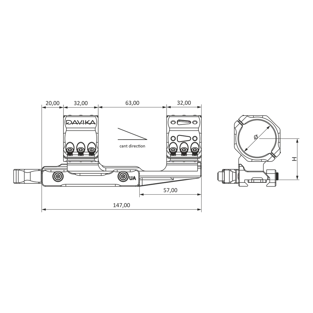 34mm scope mount cantilever | Picatinny QD Ergo base