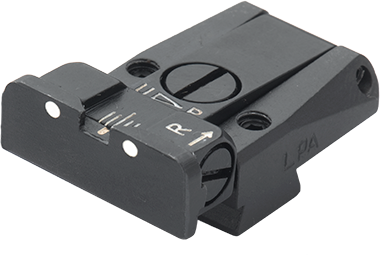 Tanfoglio Limited, EAA Witness, IWI Jericho, Springfield P9 fully adjustable rear sight [old dovetail 9.5 mm] | with white dots