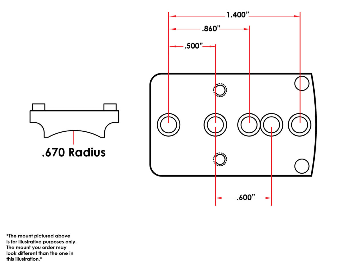 Universal shotgun / rifle [.670" Radius] red dot mount 