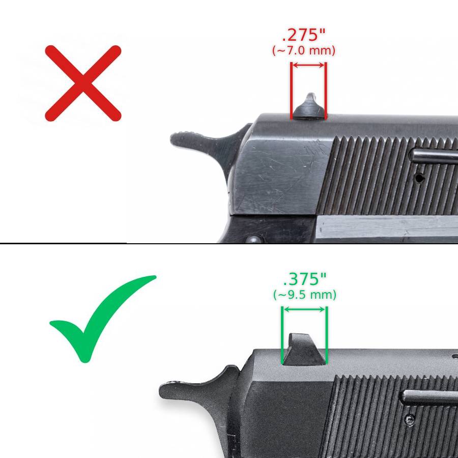Browning Hi-Power [Vigilante Mark III Practical HP40] adjustable sights | fiber optic [front & rear]
