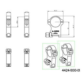 30mm scope rings | Picatinny base with screw nut - High