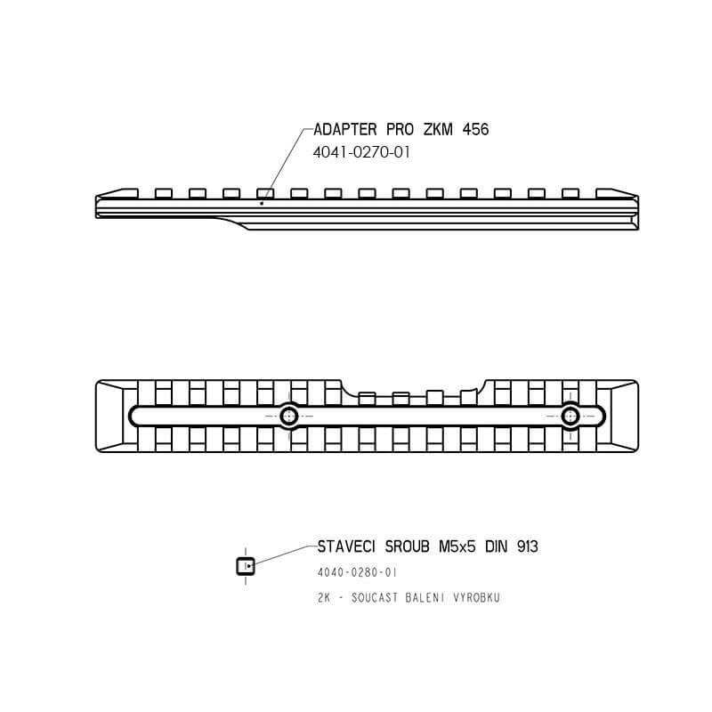 Brno ZKM 452, ZKM 456 picatinny rail [16mm]
